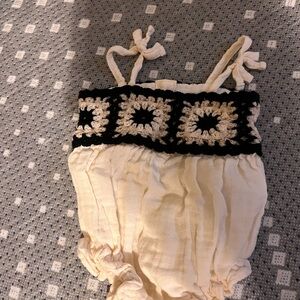 Old Navy Cream and Black Baby Romper